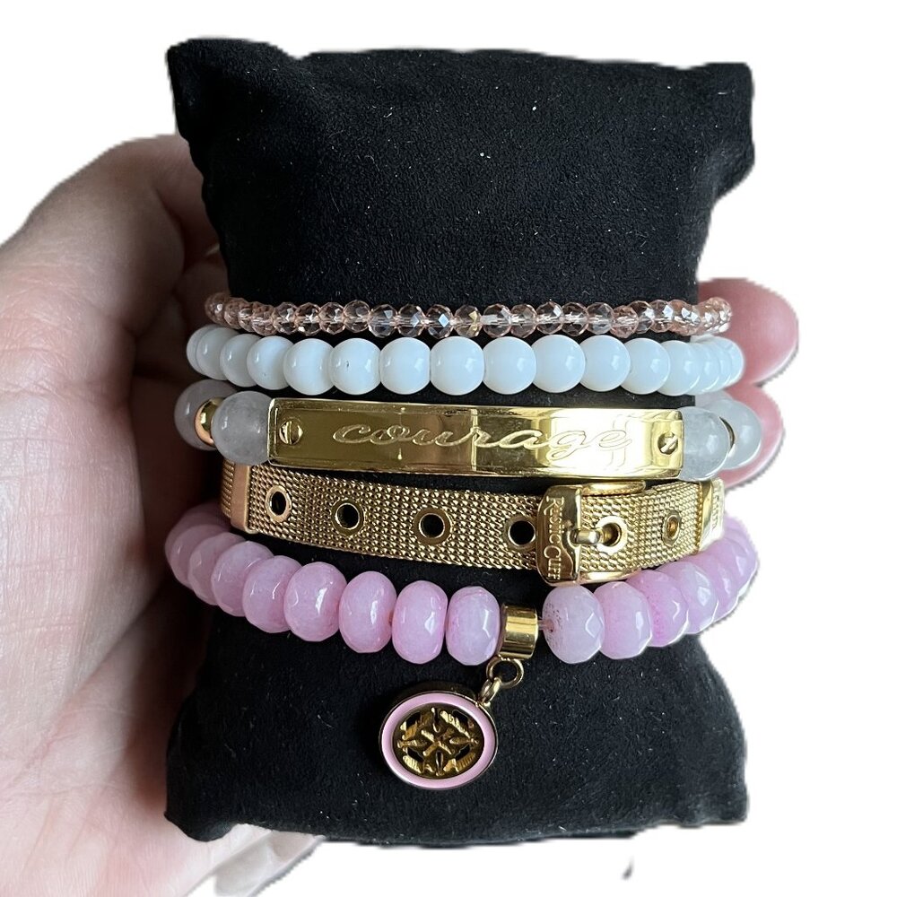 Rustic Cuff Set Five Stackable Bracelets Set Cour… - image 1